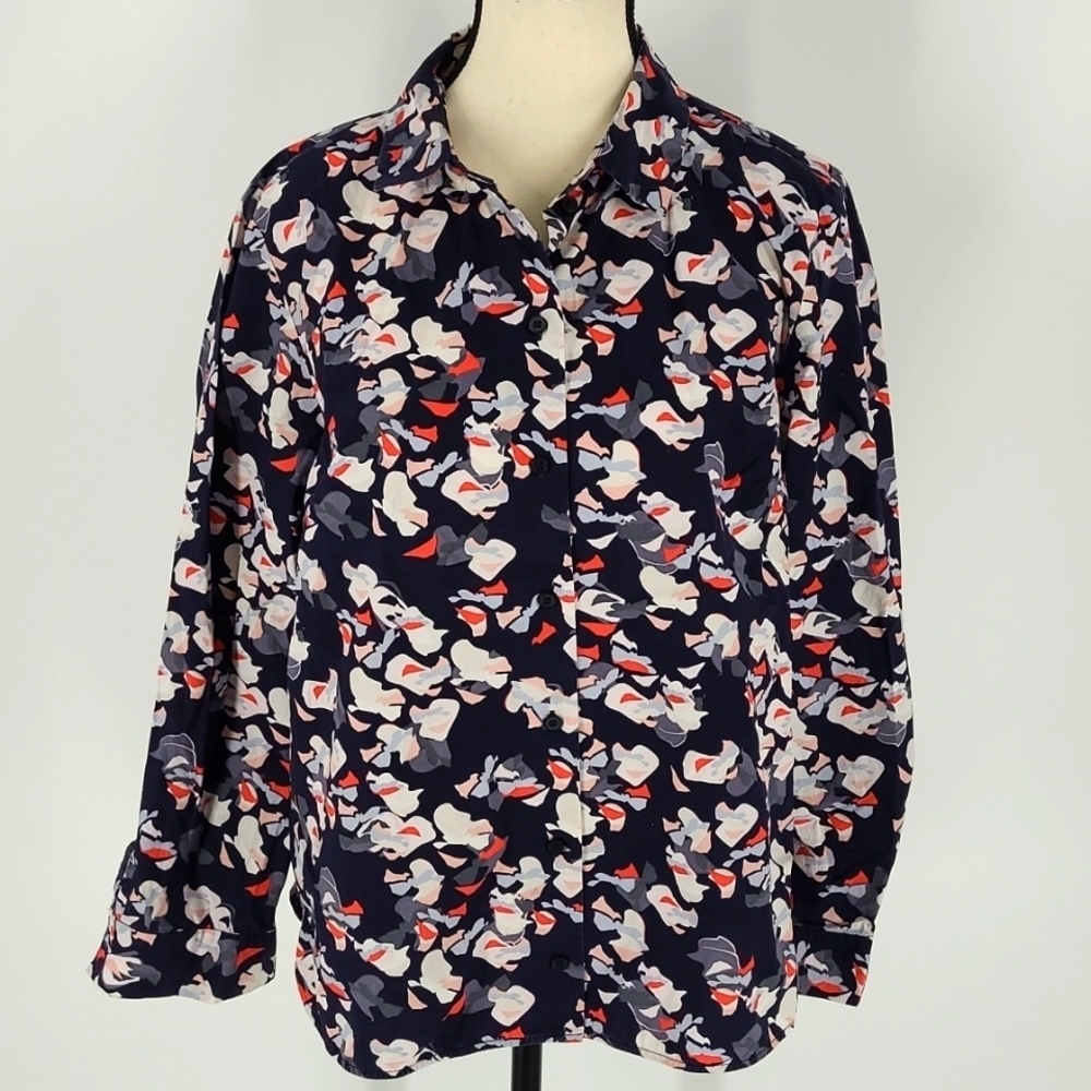 COS Navy Floral Blouse
